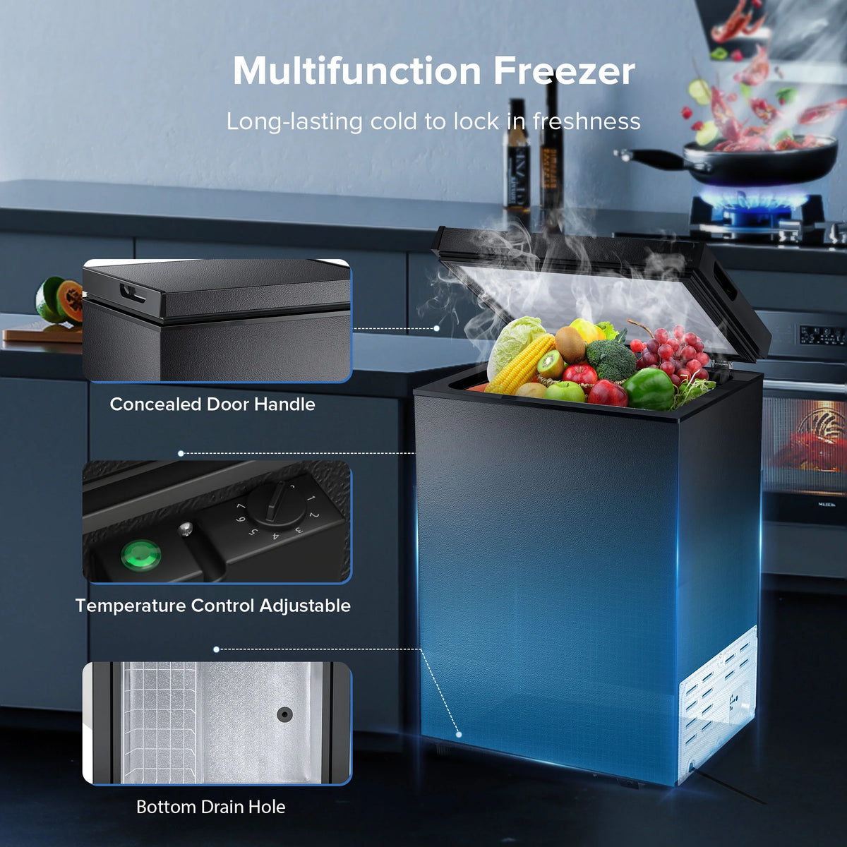 2.8 Cubic Feet Black Chest Freezer J651035