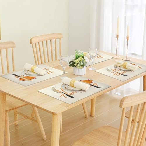 Orange Faux Leather 12 X 18 Inchs 6-Pack Placemats Q605