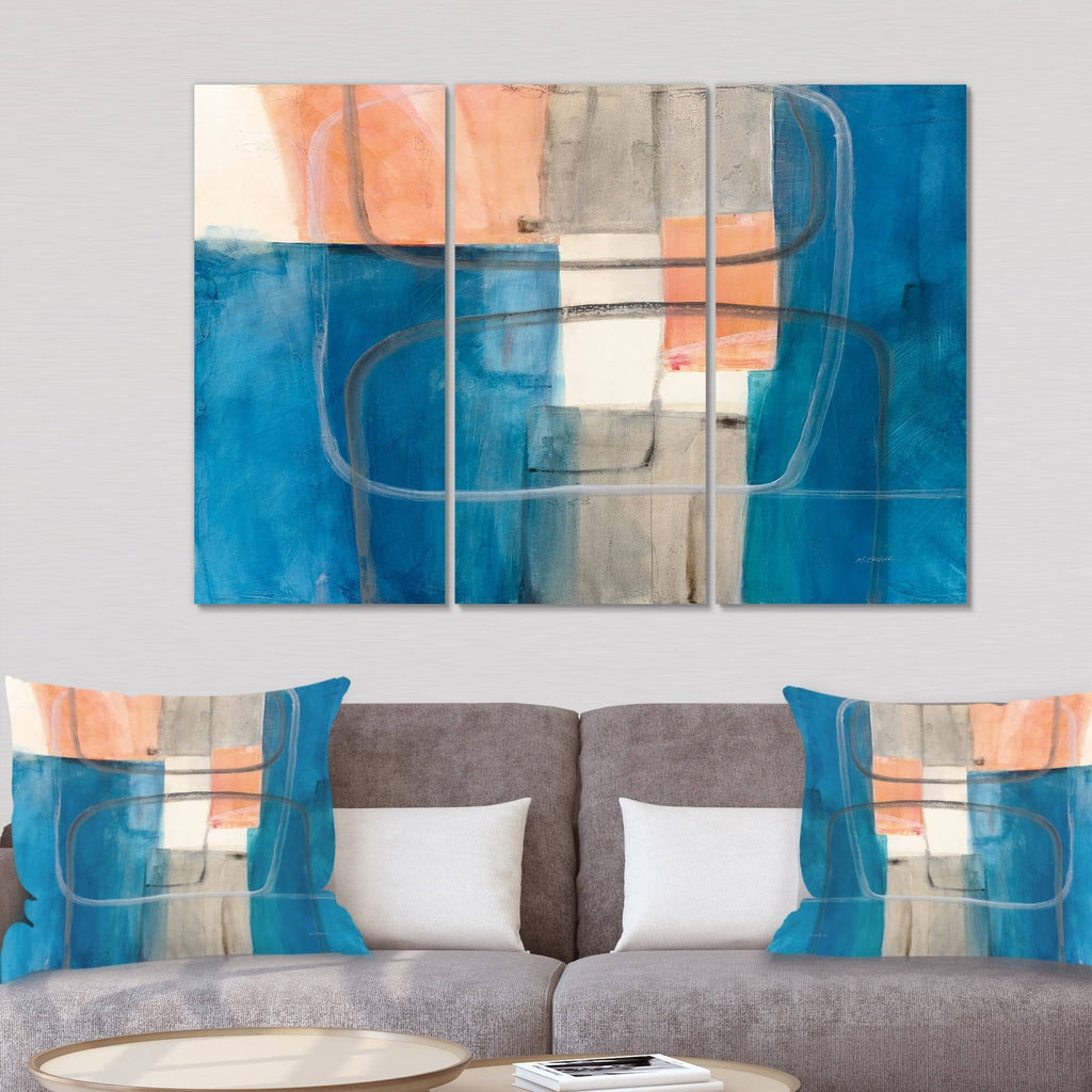Blue 3 Panels Canvas Artwork Print H250