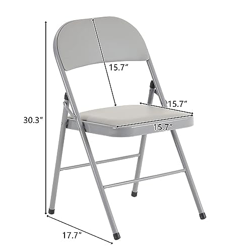 Grey 4 Pack Padded Folding Chairs with Steel Frame X47856