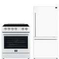 30 Electric Range and Refrigerator in White with Silver Handles X590536