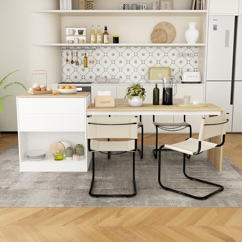 80.7" Wood Kitchen Island with 3 Drawers W65390