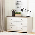 White 6 Drawer Double Dresser V519
