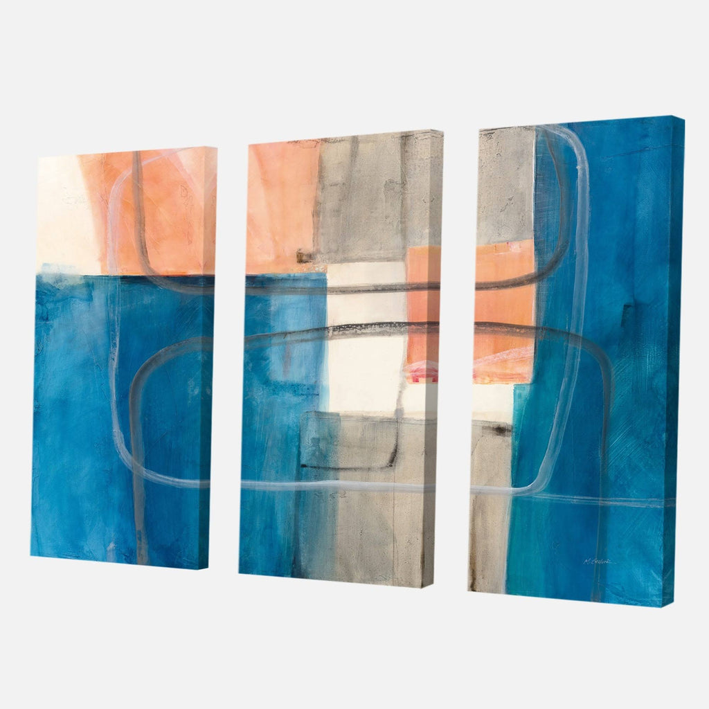 Blue 3 Panels Canvas Artwork Print H250