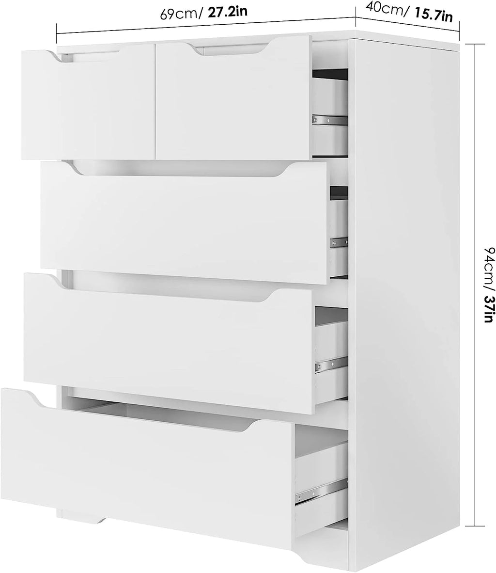 White 5 Drawer Wood Dresser G63690