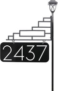 Extra Large Reflective Yard Address Sign with Solar Light - 6 Numbers - 47 Pole Q489