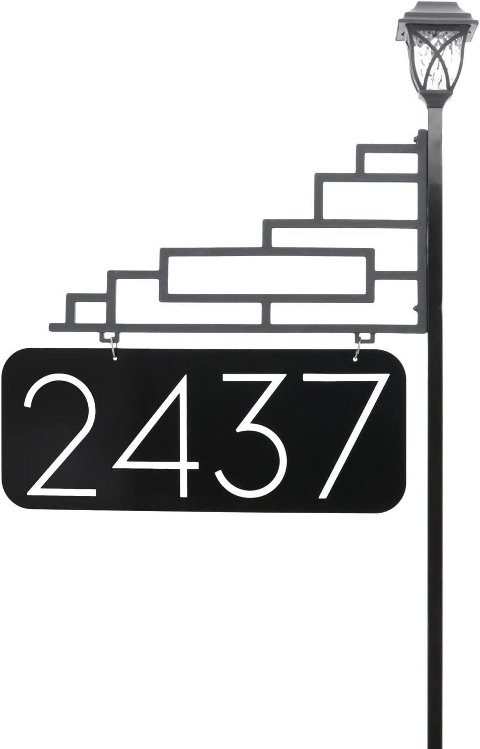 Extra Large Reflective Yard Address Sign with Solar Light - 6 Numbers - 47 Pole Q489