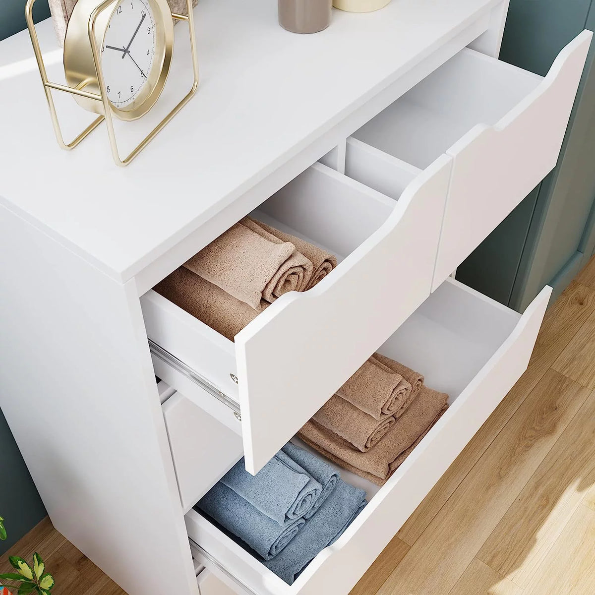 White 5 Drawer Wood Dresser G63690