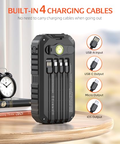 40000mAh Solar Power Bank with 4 Cables and Hand Crank R790258