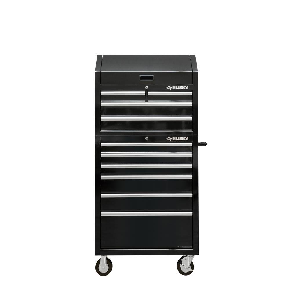 30 in. 10-Drawer Tool Chest and Rolling Cabinet Set in Gloss Black G898131
