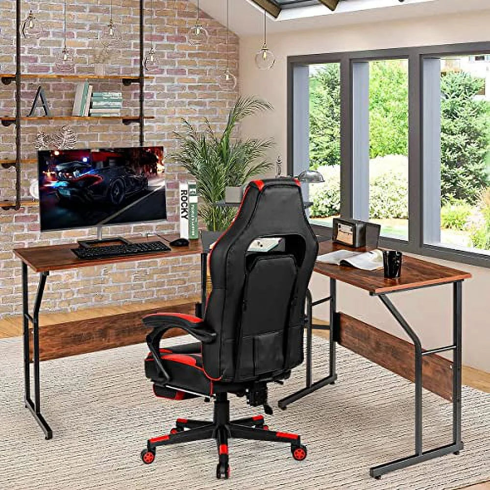 L-Shaped Desk Wood Metal G88717