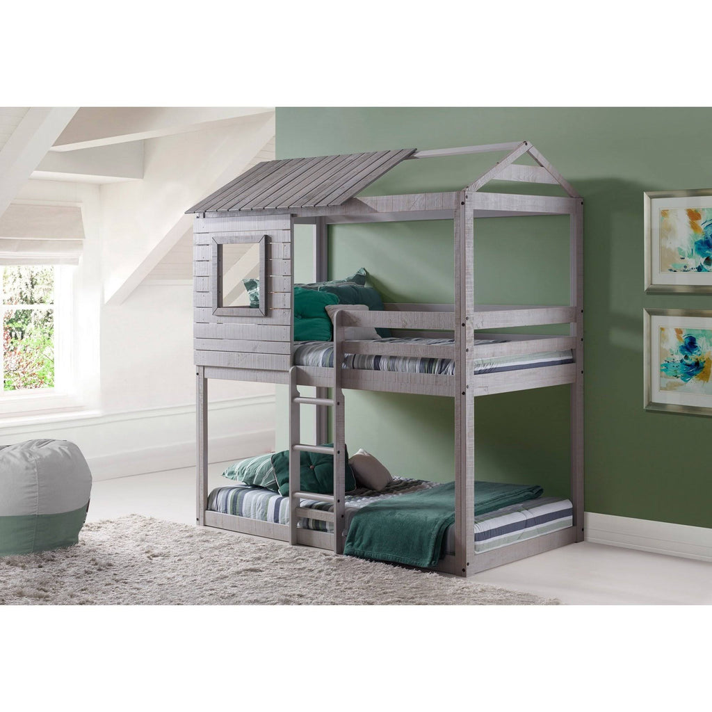 Twin Over Twin Size Bunk Loft Bed with Tent P206