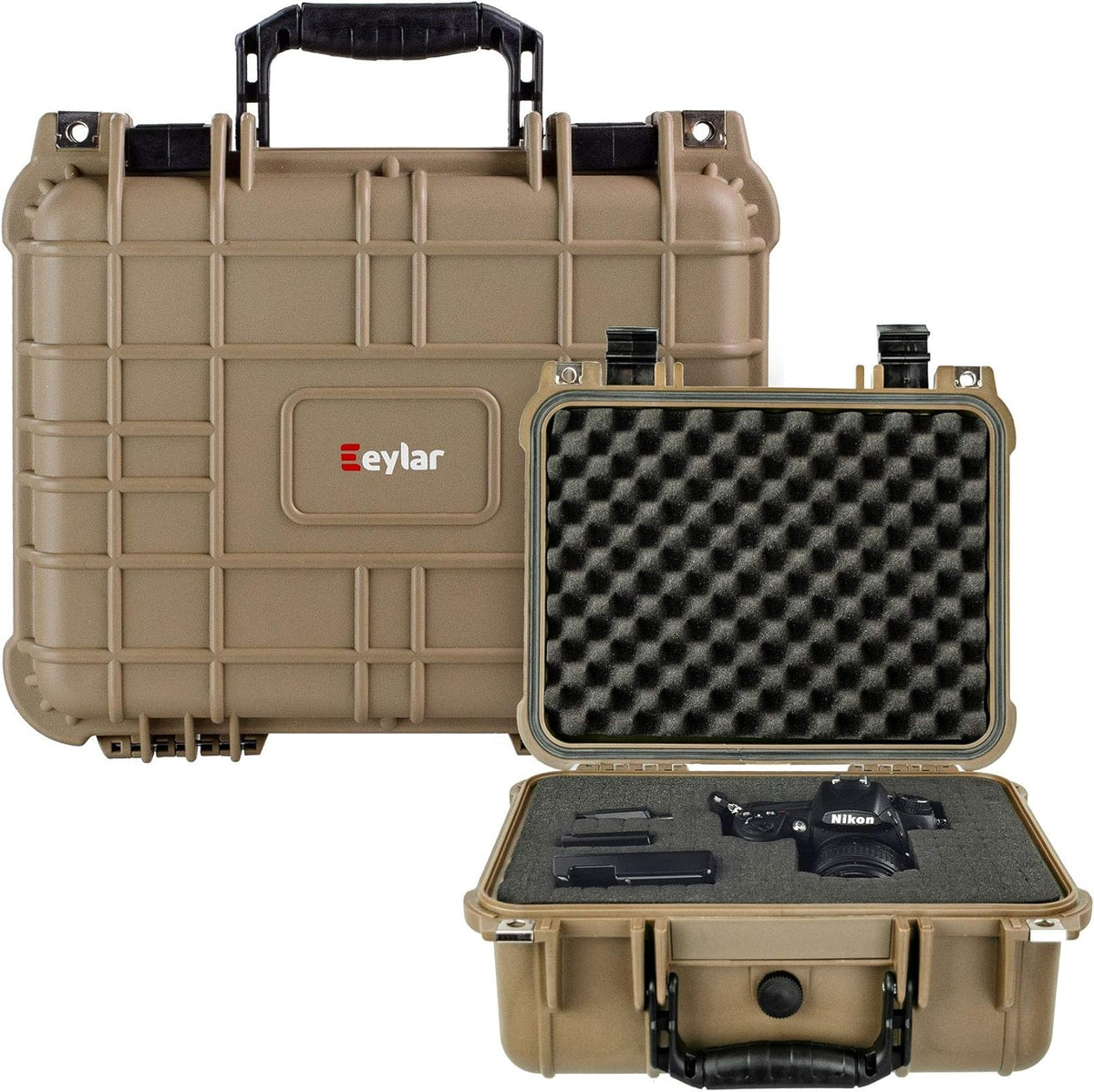 Protective Camera Hard Case Water & Shock Proof with Foam Tan Pack of 2 B58810