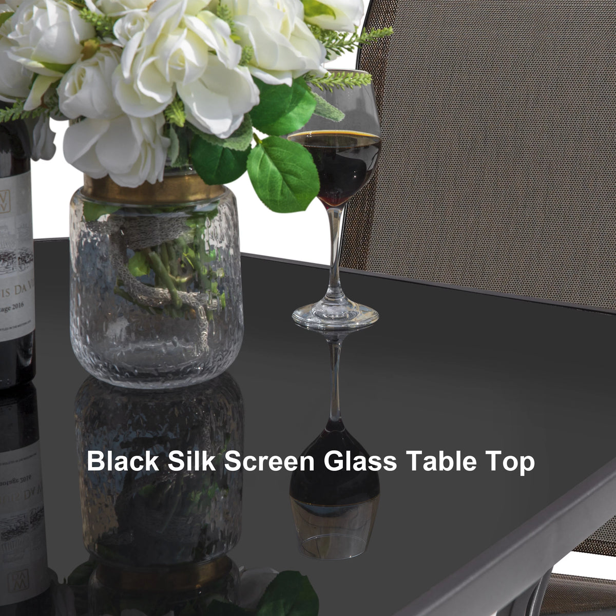 5 Piece Patio Bistro Set with Tempered Glass Table D87139