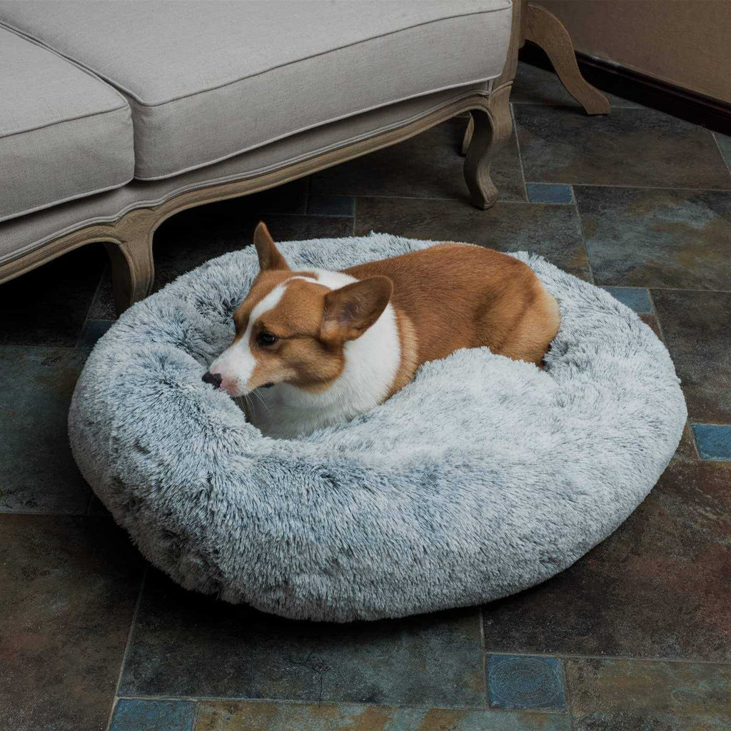 Oval Shag Faux Fur Washable Round Pet Bed V675