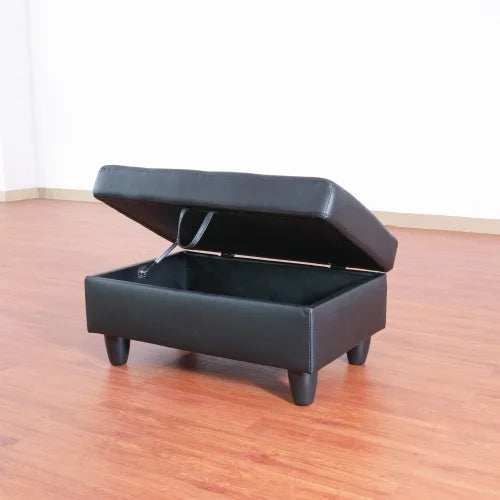 Rectangular Upholstered Storage Ottoman Black J831