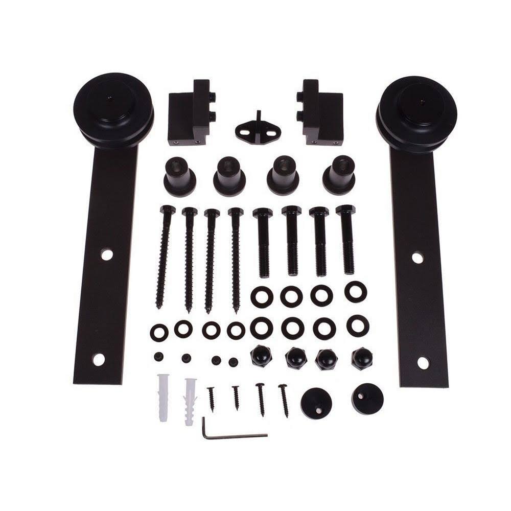 72 in. Matte Black Sliding Door Track and Hardware Set R396
