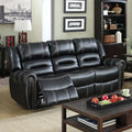 Black Leatherette Reclining Sofa and Loveseat 2pc Set A610200