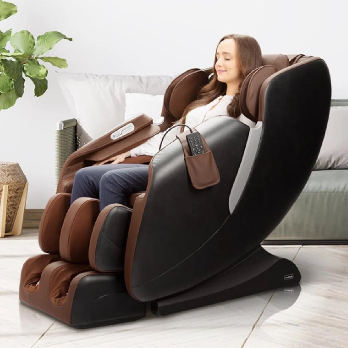 Taupe Full Body Reclining Massage Chair W9452