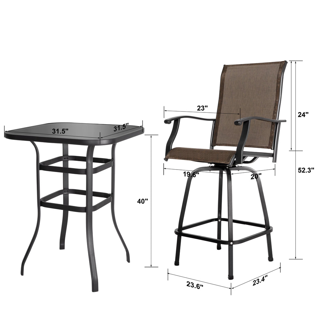 5 Piece Patio Bistro Set with Tempered Glass Table D87139