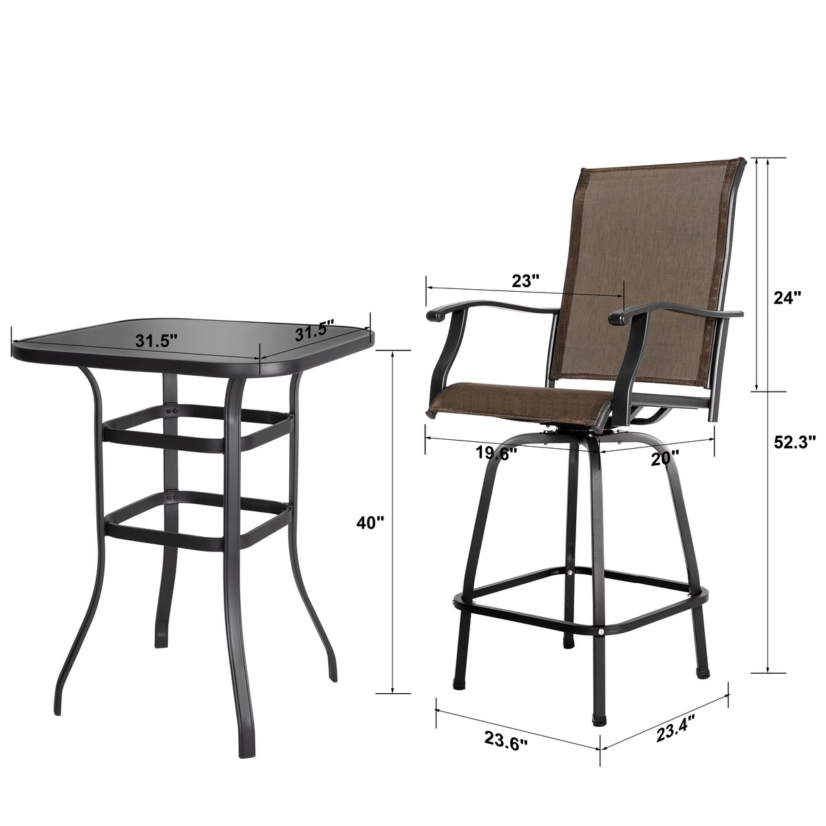 5 Piece Patio Bistro Set with Tempered Glass Table D87139