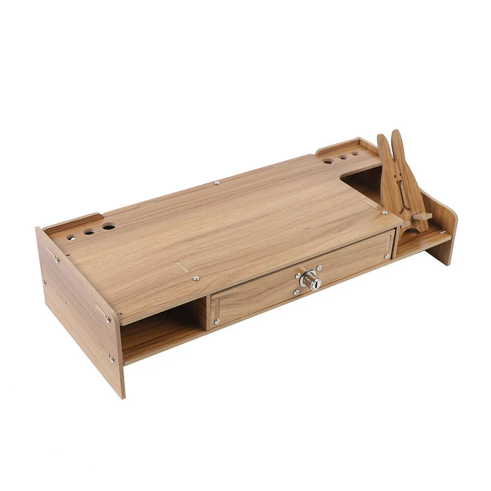 Cherry Wood Color Computer Monitor Riser Stand with Drawer A3318
