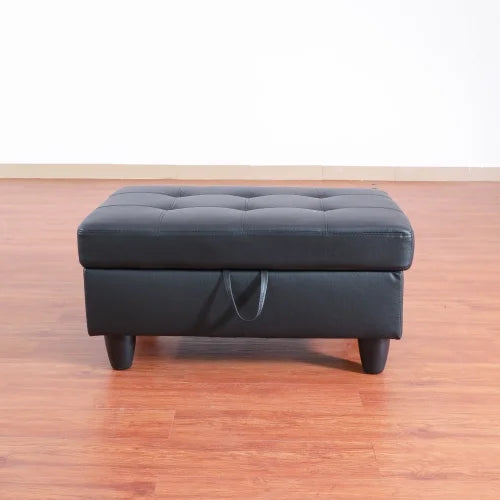 Rectangular Upholstered Storage Ottoman Black J831