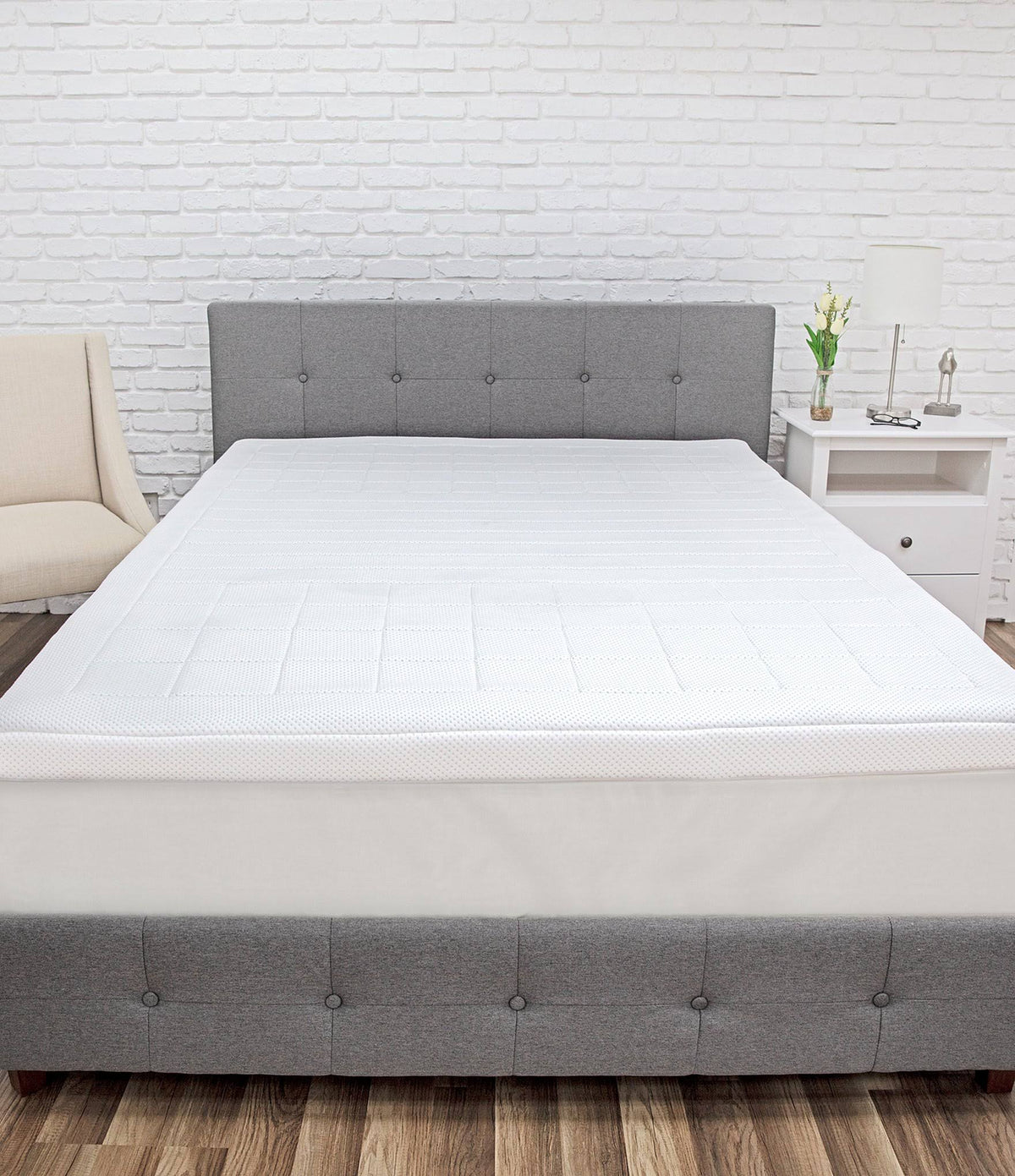 White 3-Inch Memory Foam California King Bed Topper W111616