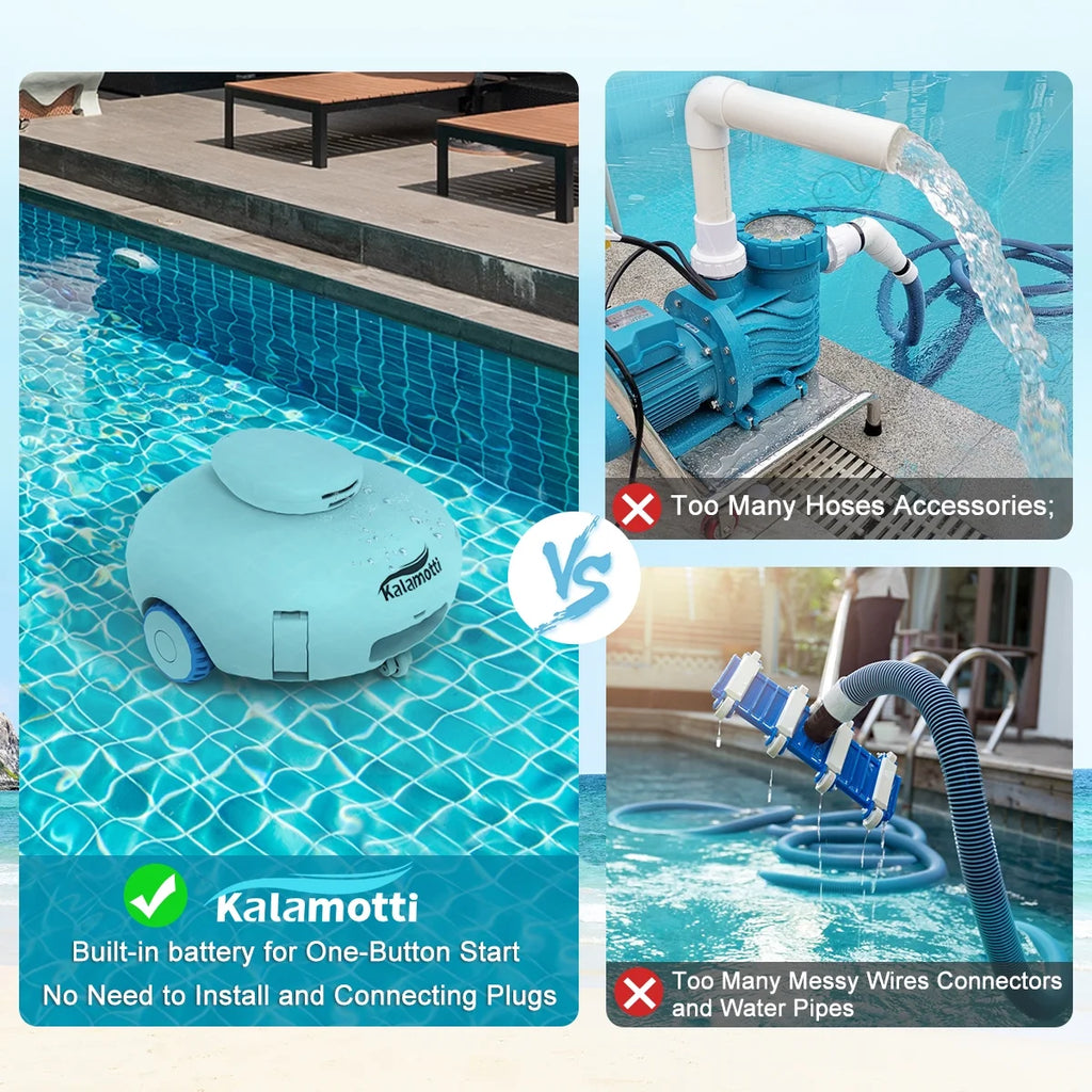 Cordless Robotic Pool Vacuum Cleaner 7500mAh Rechargeable IPX8 Waterproof J583175