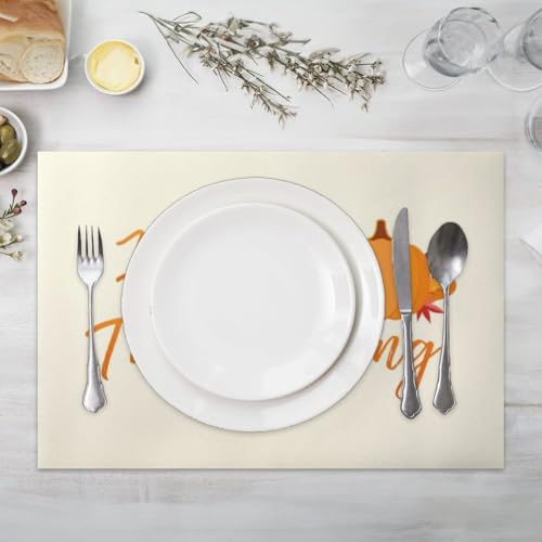 Orange Faux Leather 12 X 18 Inchs 6-Pack Placemats Q605