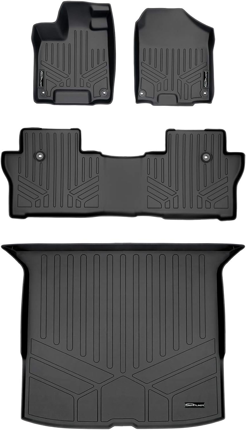 Custom Fit Floor Mats 2 Rows and Cargo Liner Set Black O609