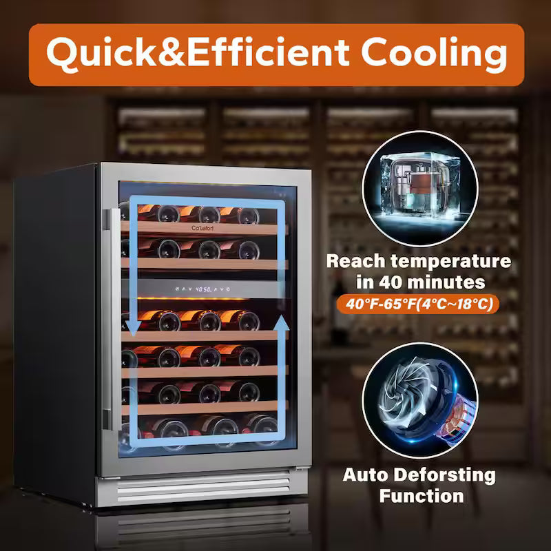 Built-In 46-Bottles Dual Zone Stainless Steel Wine Cooler J41232