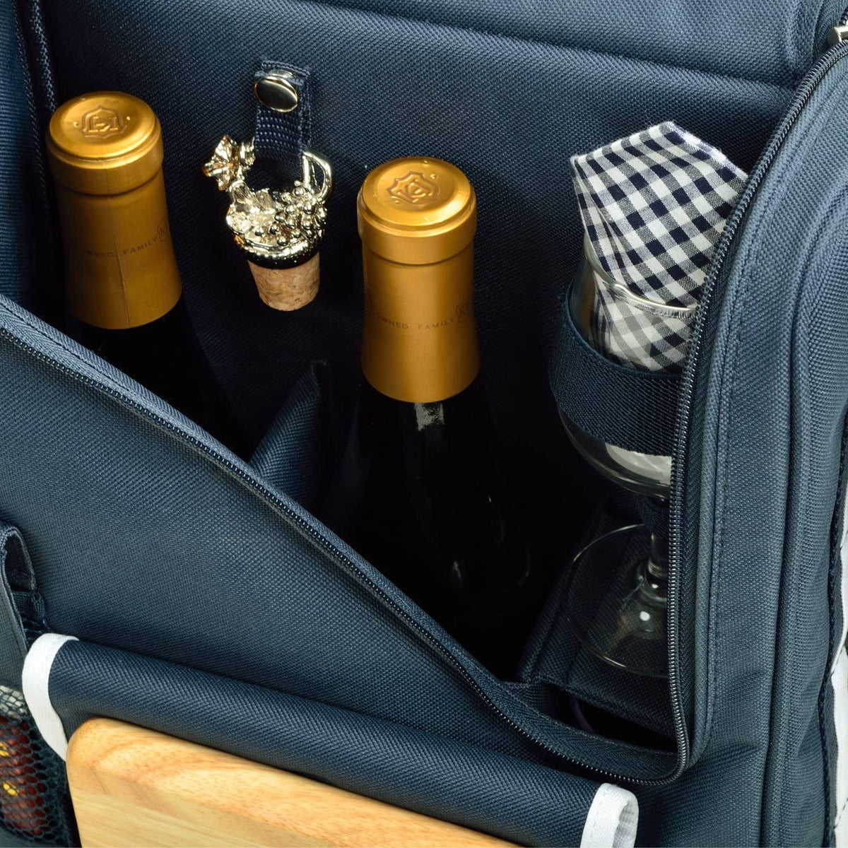 Bordeaux Wine & Cheese Cooler Bag with Glass Wine Glasses & Blanket H4573