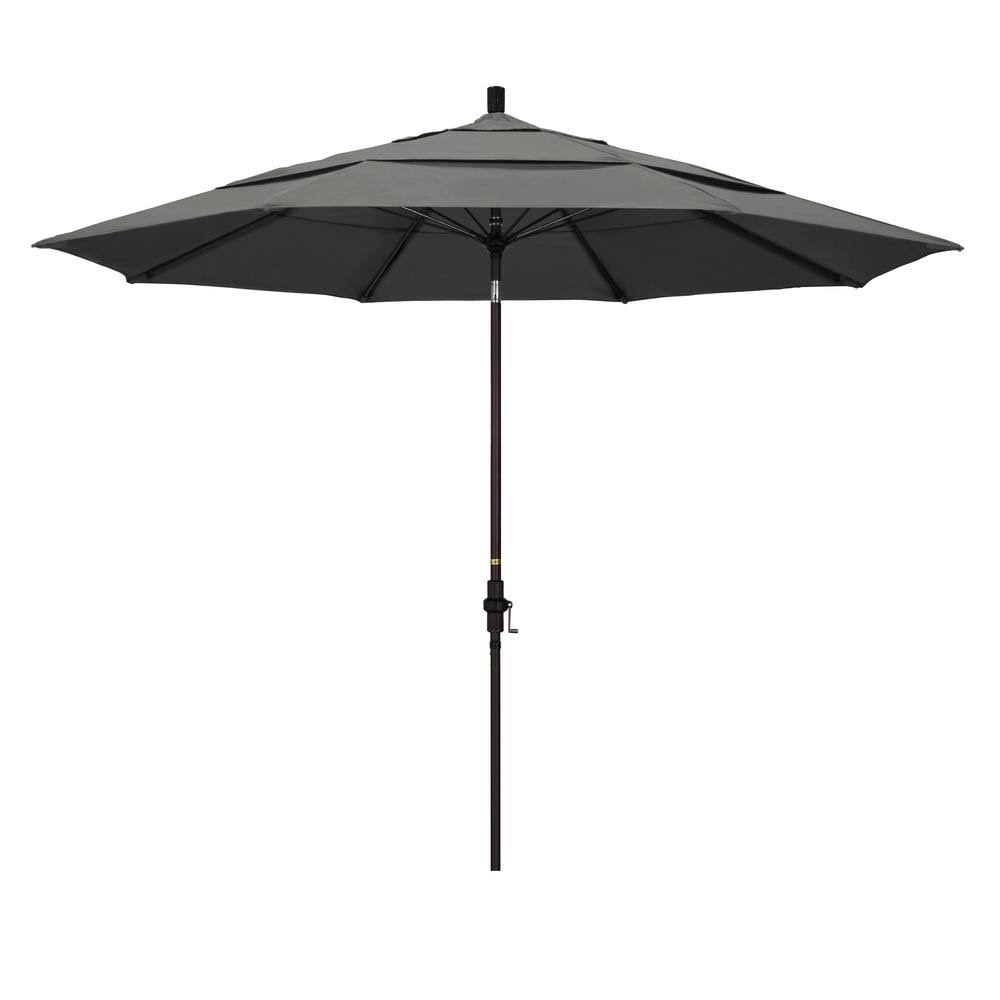 11 ft. Bronze Aluminum Market Patio Umbrella with Collar Tilt Crank Lift K128806