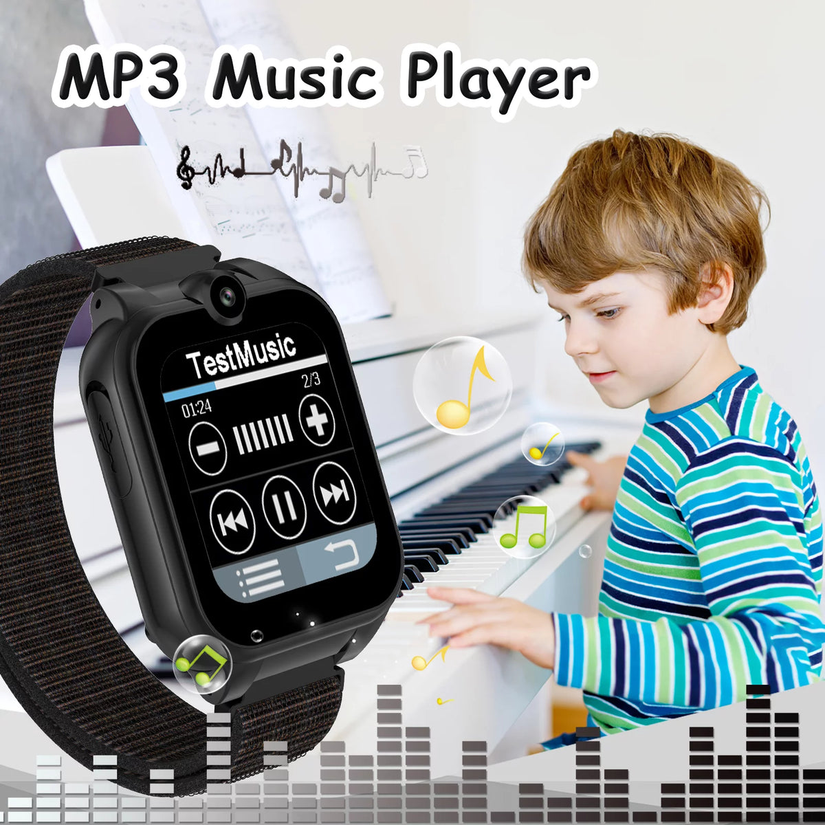Black Kids Smart Watch with Dual Camera A57242
