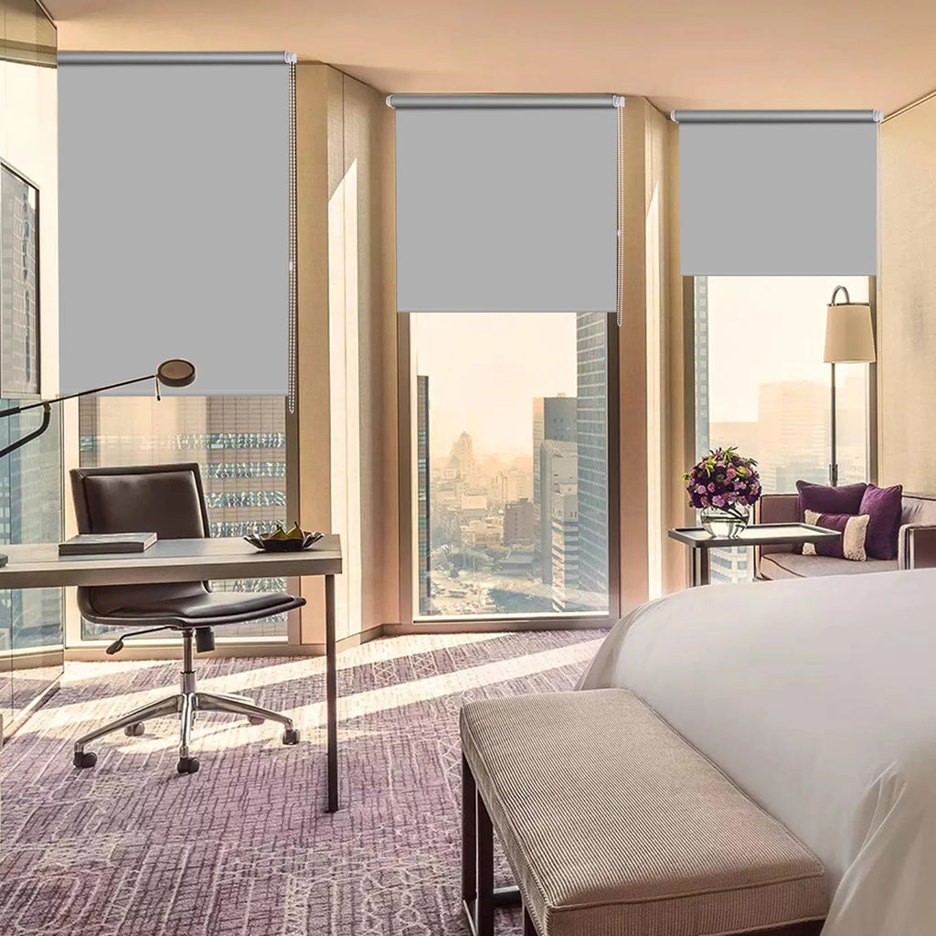 100% Blackout Waterproof Fabric Window Roller Shades T9210