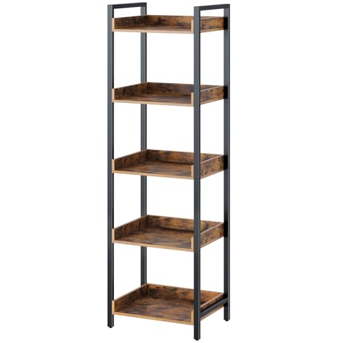 6 Tier Rustic Brown Bookshelf with 4 Hooks J2644