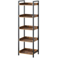 6 Tier Rustic Brown Bookshelf with 4 Hooks J2644