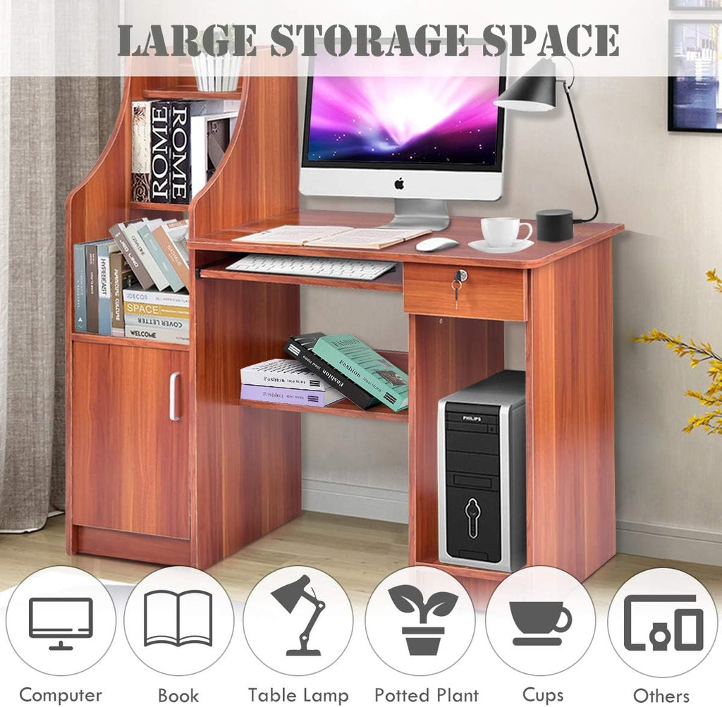 Computer Desk with Storage Cabinet & Drawer U66422