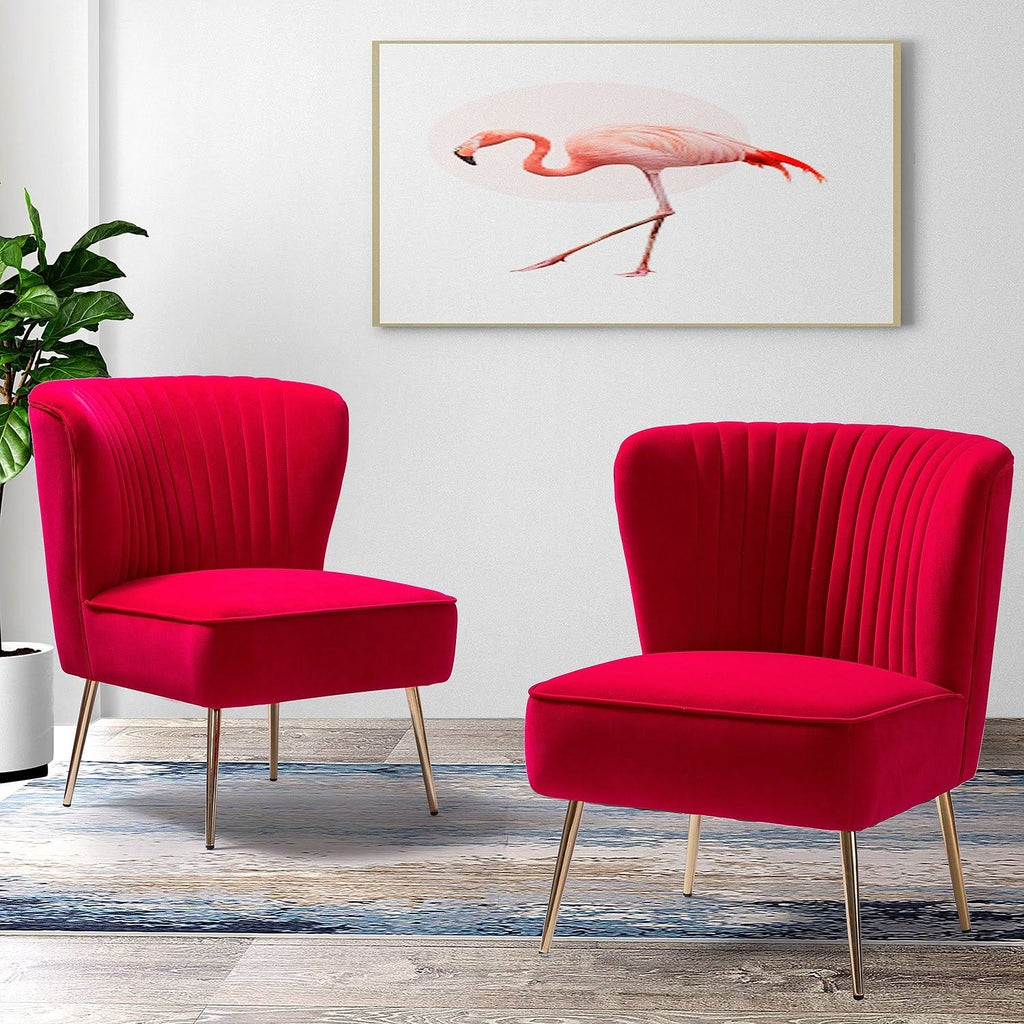 Red Gold Legs Side Chair Set of 2 O20520