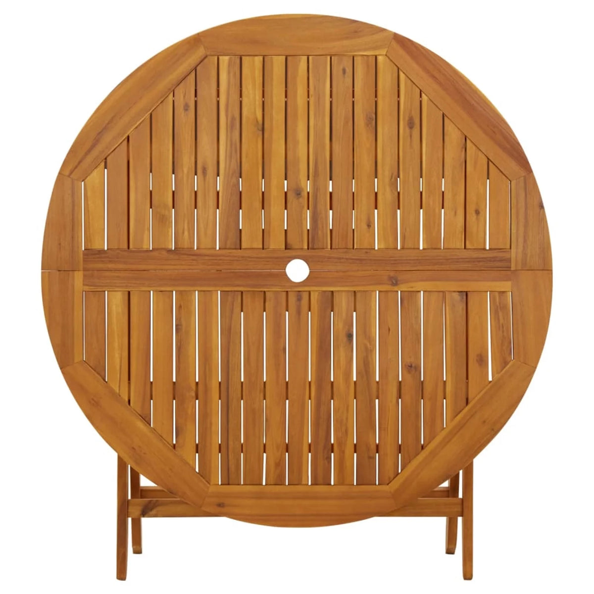 Folding Wood Acacia Round Outdoor Dining Table with Umbrella Hole U24961