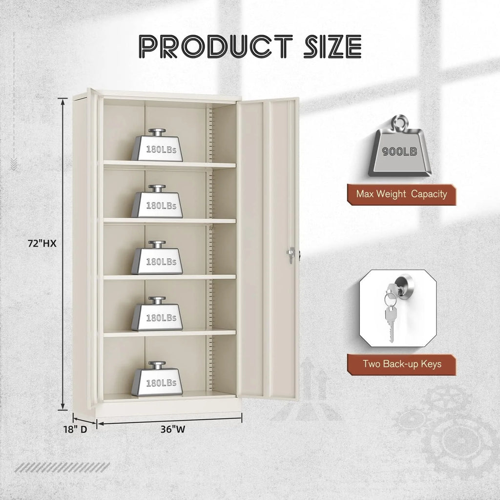 Black Metal Storage Garage Cabinet with Locking Doors and Adjustable Shelves W643450