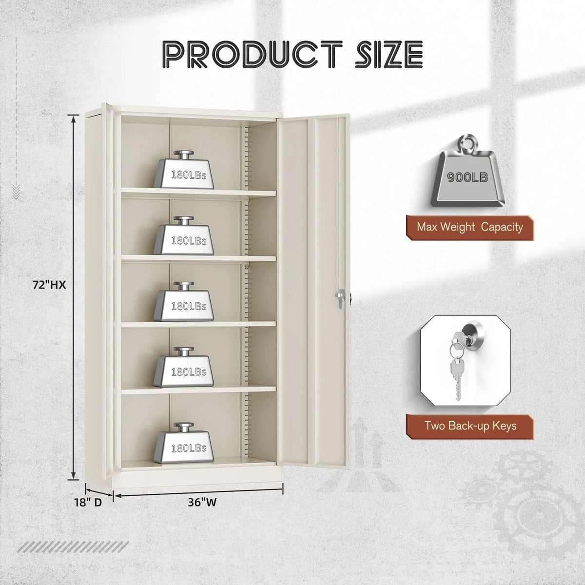 Black Metal Storage Garage Cabinet with Locking Doors and Adjustable Shelves W643450