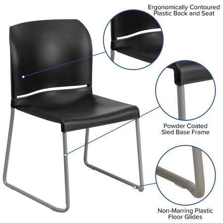 Black 5 Pk. Stack Chair with Sled Base X68095