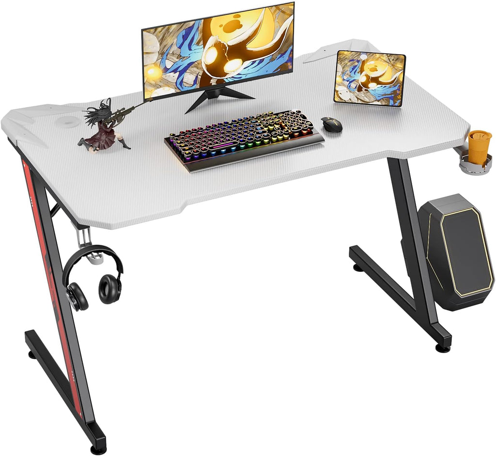 44 Inch Carbon Black Gaming Desk with Cup Holder & Headphone Hook G880484