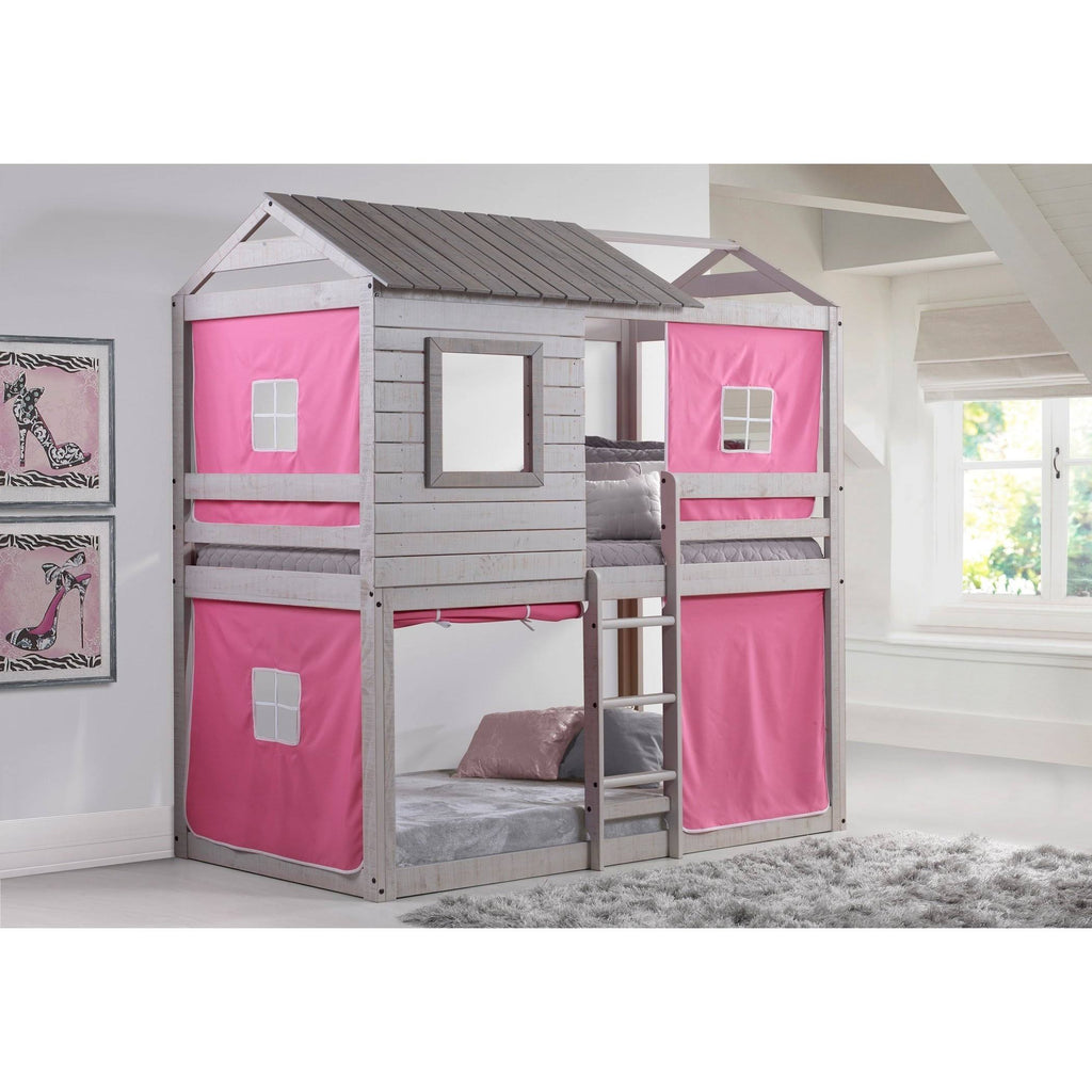 Twin Over Twin Size Bunk Loft Bed with Tent P206