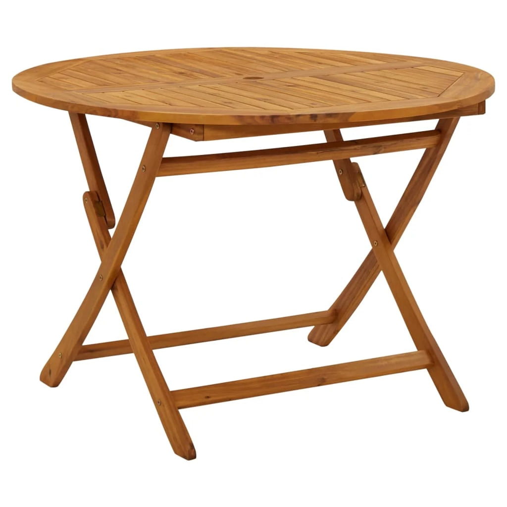 Folding Wood Acacia Round Outdoor Dining Table with Umbrella Hole U24961