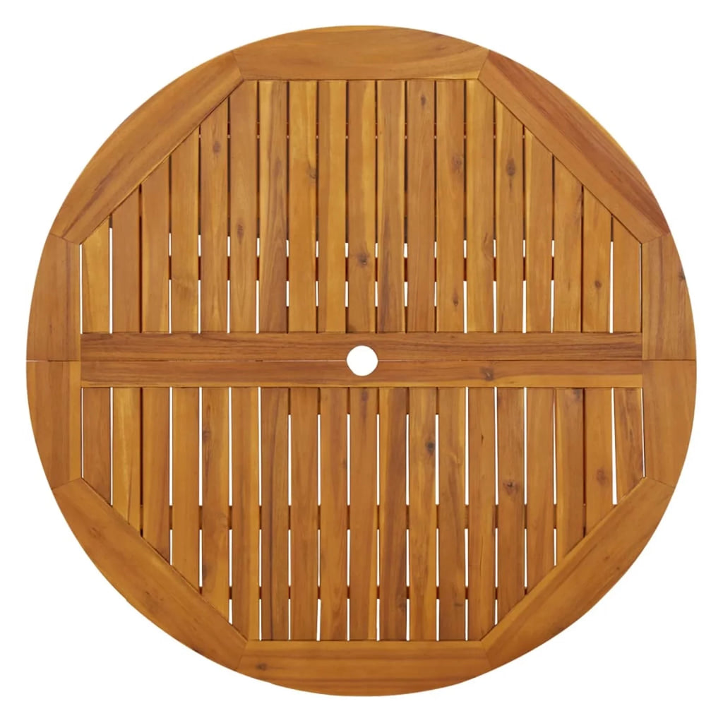 Folding Wood Acacia Round Outdoor Dining Table with Umbrella Hole U24961