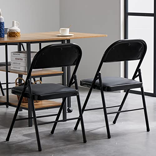 Grey 4 Pack Padded Folding Chairs with Steel Frame X47856