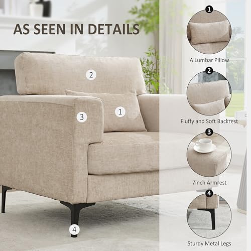 Oversized Green Chenille Armchair with Metal Legs M418429